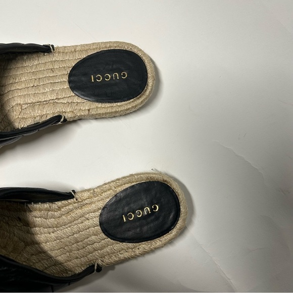 Gucci Nappa Matelasse GG Marmont Black Mules Espadrilles Size 37.5 - Picture 9 of 9